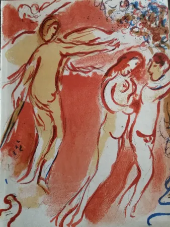 石版画 Chagall - Adam et Eve chassés du Paradis