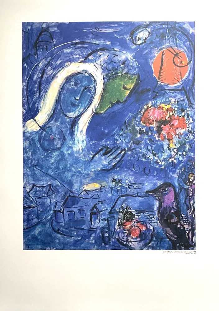 海报 Chagall (After) - Amoureux au soleil rouge