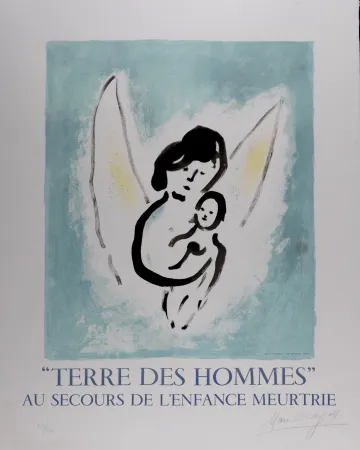 石版画 Chagall (After) - Terre des Hommes, 1971 - Hand-signed