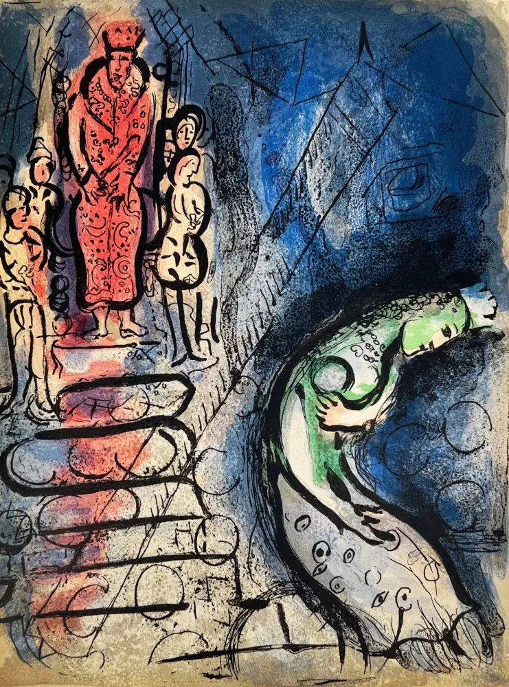 石版画 Chagall - Ahasuerus Sends Vasthi Away