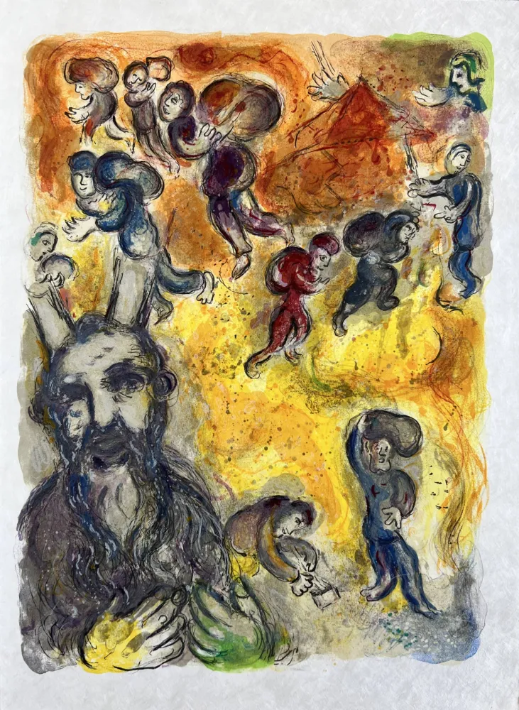 石版画 Chagall - And in those dayes, when Moses was growen