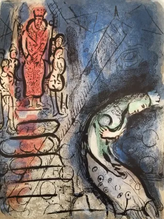 石版画 Chagall - Assureus chasse Vasthi