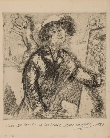 版画 Chagall - Autoportrait au chevalet (from Chagall et l'Ame Juive)