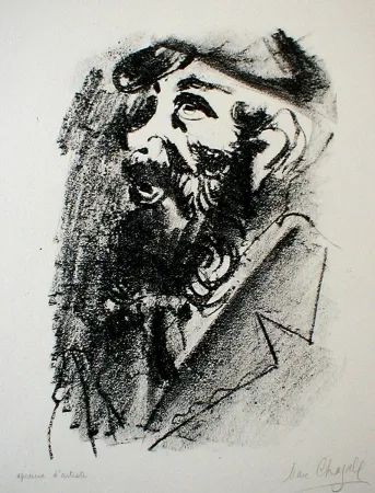 石版画 Chagall - Bearded Man with Cap