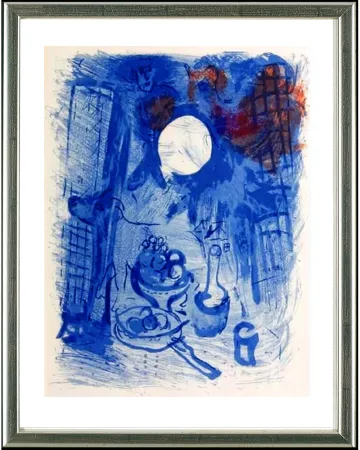 石版画 Chagall - Blaues Stilleben (Nature morte bleue), Paris 1957