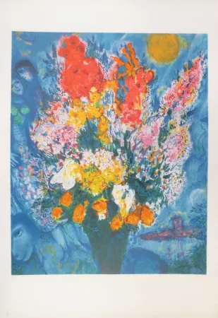 石版画 Chagall - Bouquet illuminant le ciel