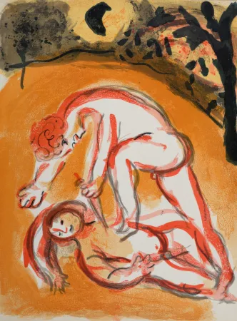 石版画 Chagall - Cain et Abel, 1960