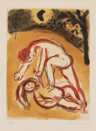 石版画 Chagall - Caïn et Abel (from Dessins pour la Bible)