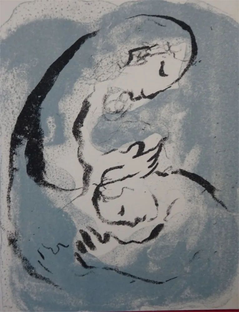 石版画 Chagall - Carte de Voeux 1968 ,tirage du noir