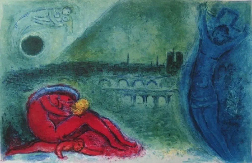 石版画 Chagall - Chagall- Quai de la Tournelle