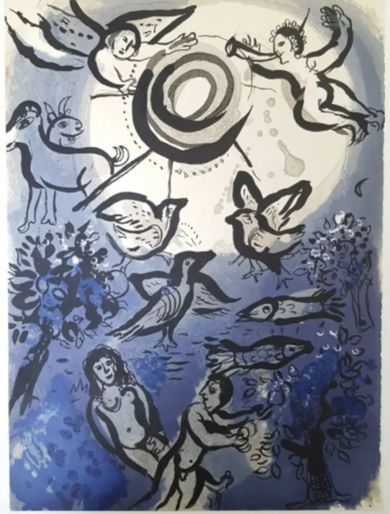 石版画 Chagall - Creation - Adam and Eve