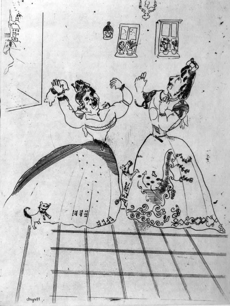 蚀刻版画 Chagall - Dames charmantes et charmantes à tous égards