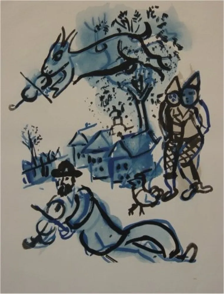 镂版印刷 Chagall - Dans le Village