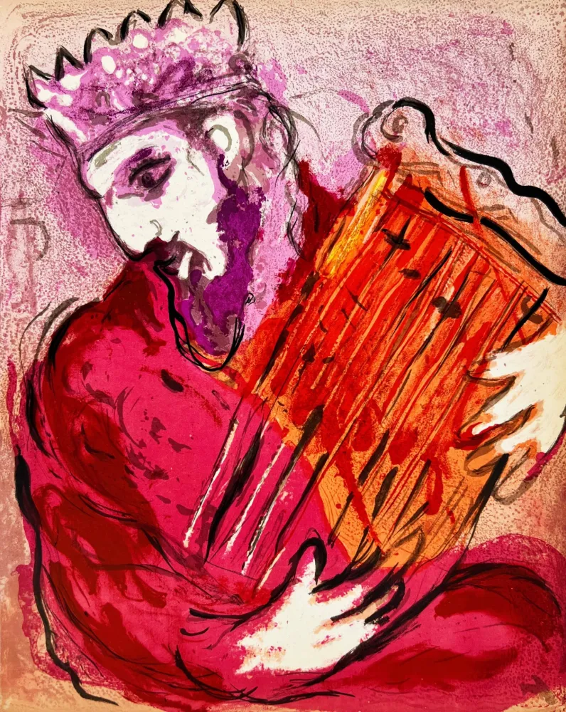 石版画 Chagall - David and His Harp