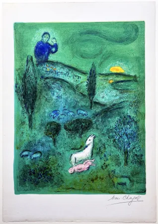 石版画 Chagall - Découverte de Daphnis par Lamon (de la suite 