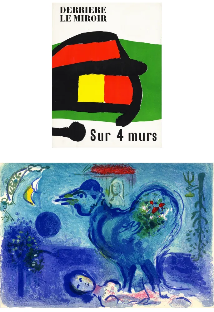 插图书 Chagall - Derrière le Miroir n° 107-108-109. SUR 4 MURS. PAYSAGE AU COQ (1958)