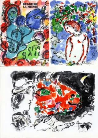 插图书 Chagall - Derrière Le Miroir n° 198 - CHAGALL. 3 LITHOGRAPHIES ORIGINALES. Exemplaire signé par Chagall et Aragon (1972)