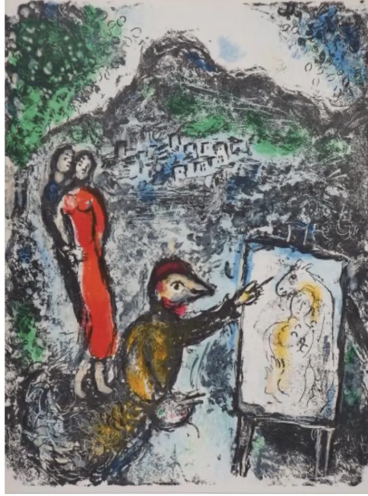 石版画 Chagall - Devant saint Jeannet