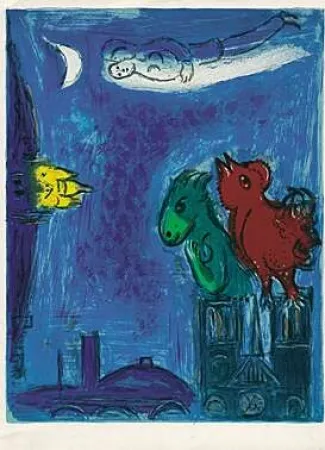 石版画 Chagall - Die Scheusale von Notre-Dame