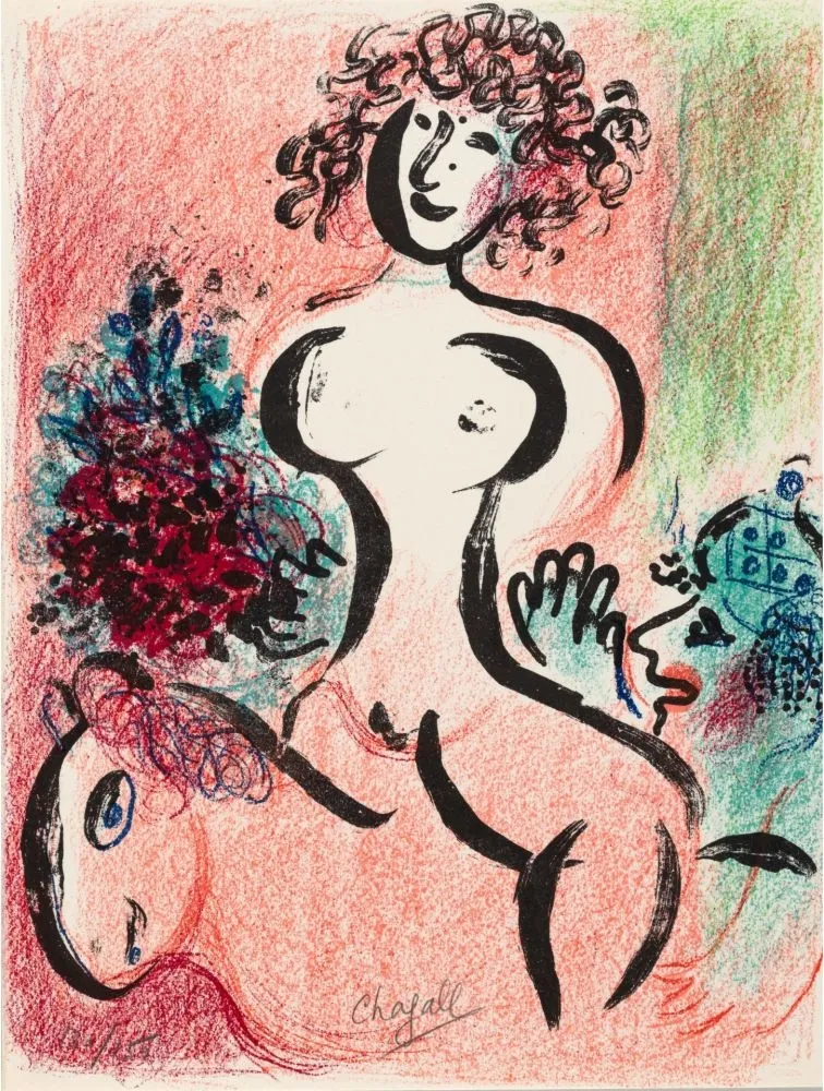 石版画 Chagall - Écuyère au bouquet