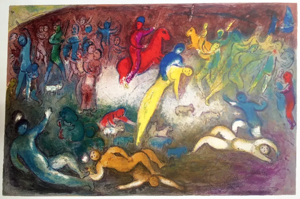 石版画 Chagall - ENLÈVEMENT DE CHLOÉ (Daphnis et Chloé - 1961)