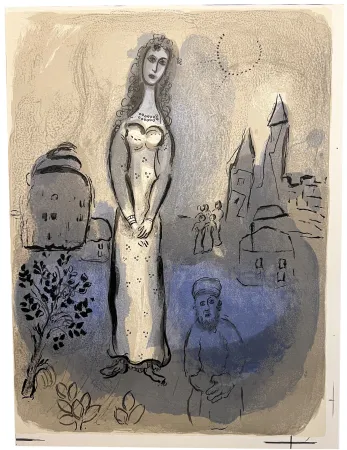 石版画 Chagall - ESTHER  (Dessins pour la Bible, 1960)