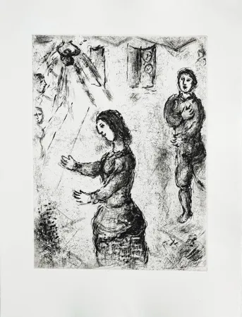 蚀刻版画 Chagall - Et sur la terre
