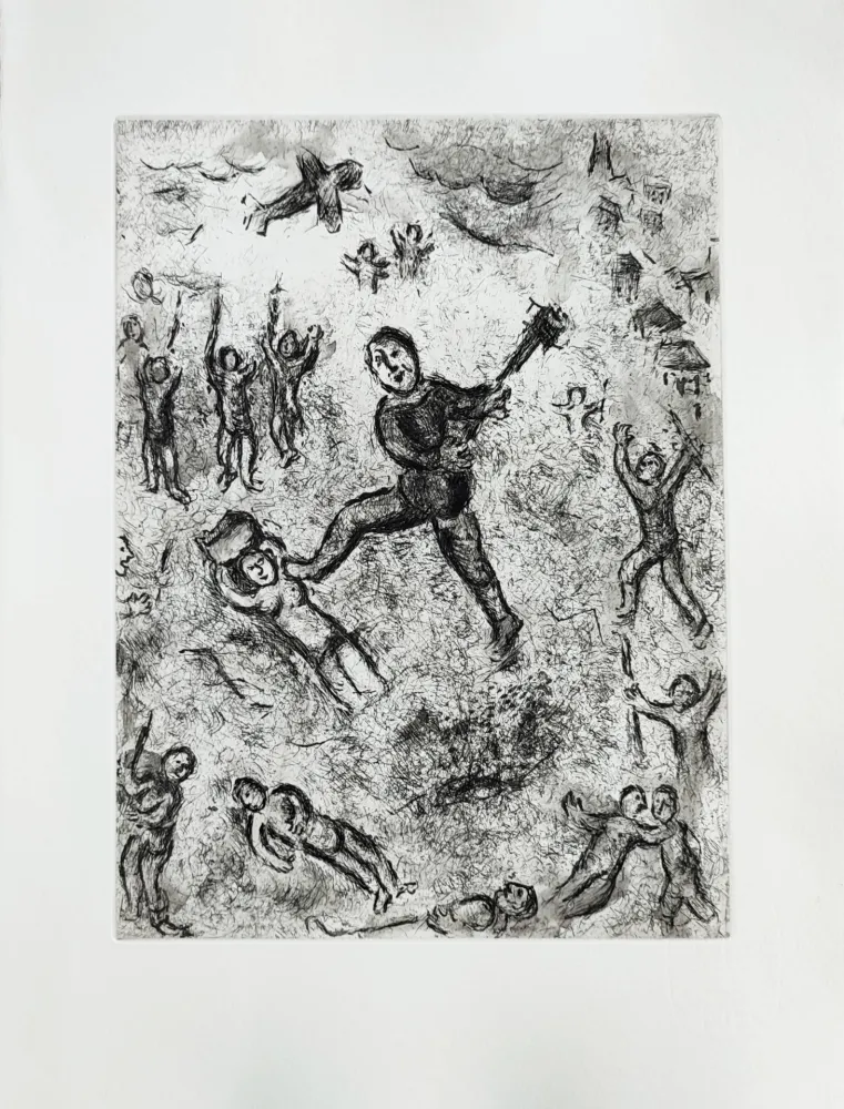 蚀刻版画 Chagall - Et sur la terre