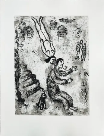 蚀刻版画 Chagall - Et sur la terre