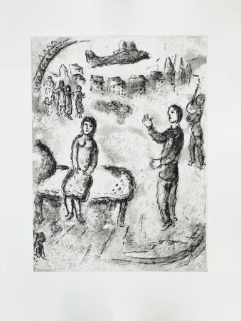 蚀刻版画 Chagall - Et sur la terre