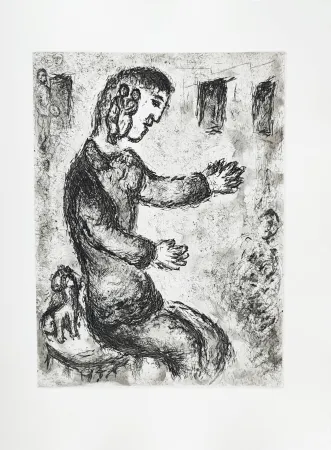 蚀刻版画 Chagall - Et sur la terre