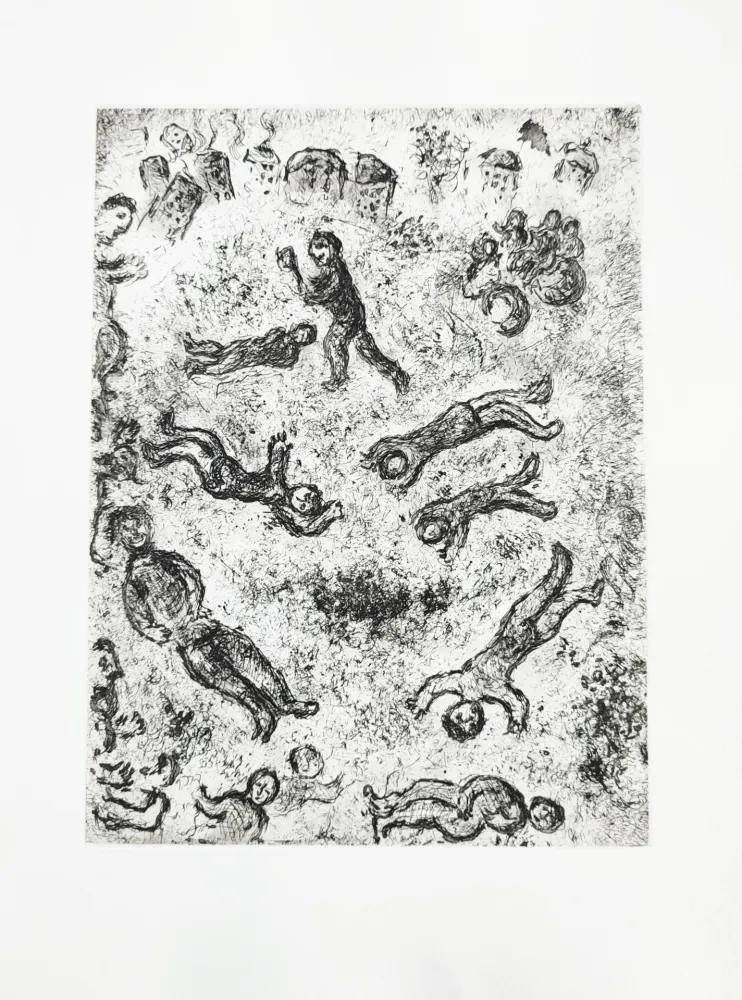 蚀刻版画 Chagall - Et sur la terre