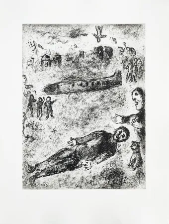 蚀刻版画 Chagall - Et sur la terre
