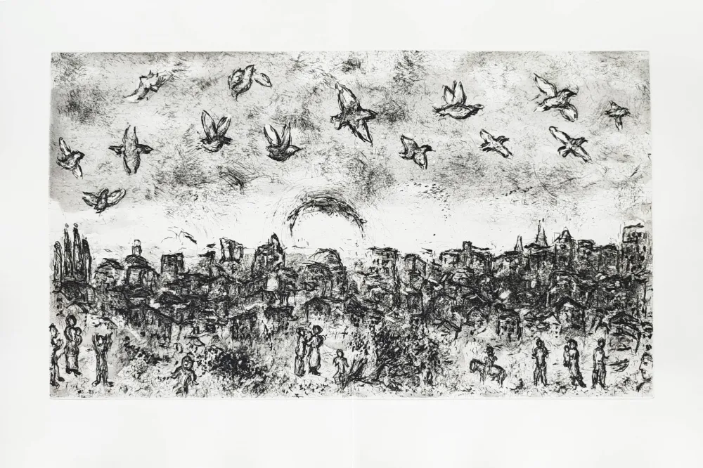蚀刻版画 Chagall - Et sur la terre