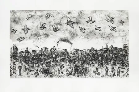 蚀刻版画 Chagall - Et sur la terre