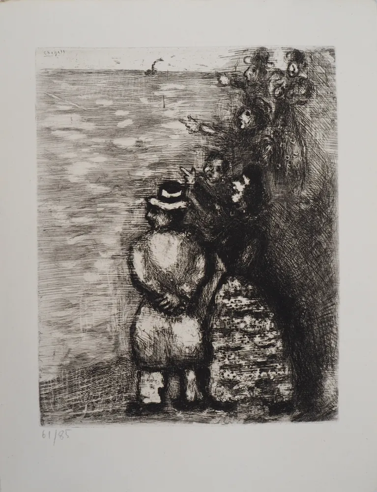 版画 Chagall - Face à la mer (Le chameau et les bâtons flottants)