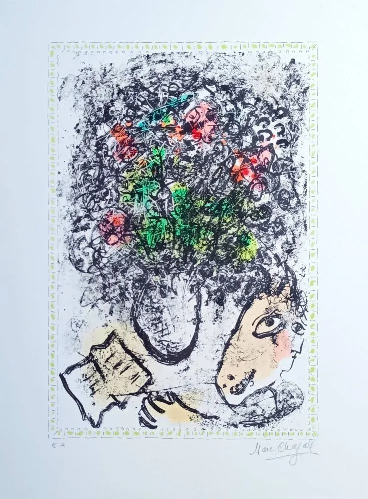 石版画 Chagall - Fleurs d'art