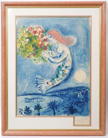 石版画 Chagall - Hand-signed - La Baie des Anges