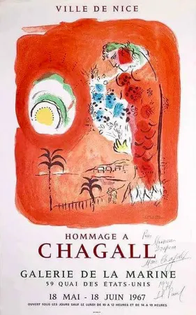 石版画 Chagall - Hand-Signed - The Red Siren / La Baie des Anges