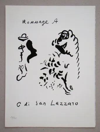石版画 Chagall - Hommage à San Lazzaro