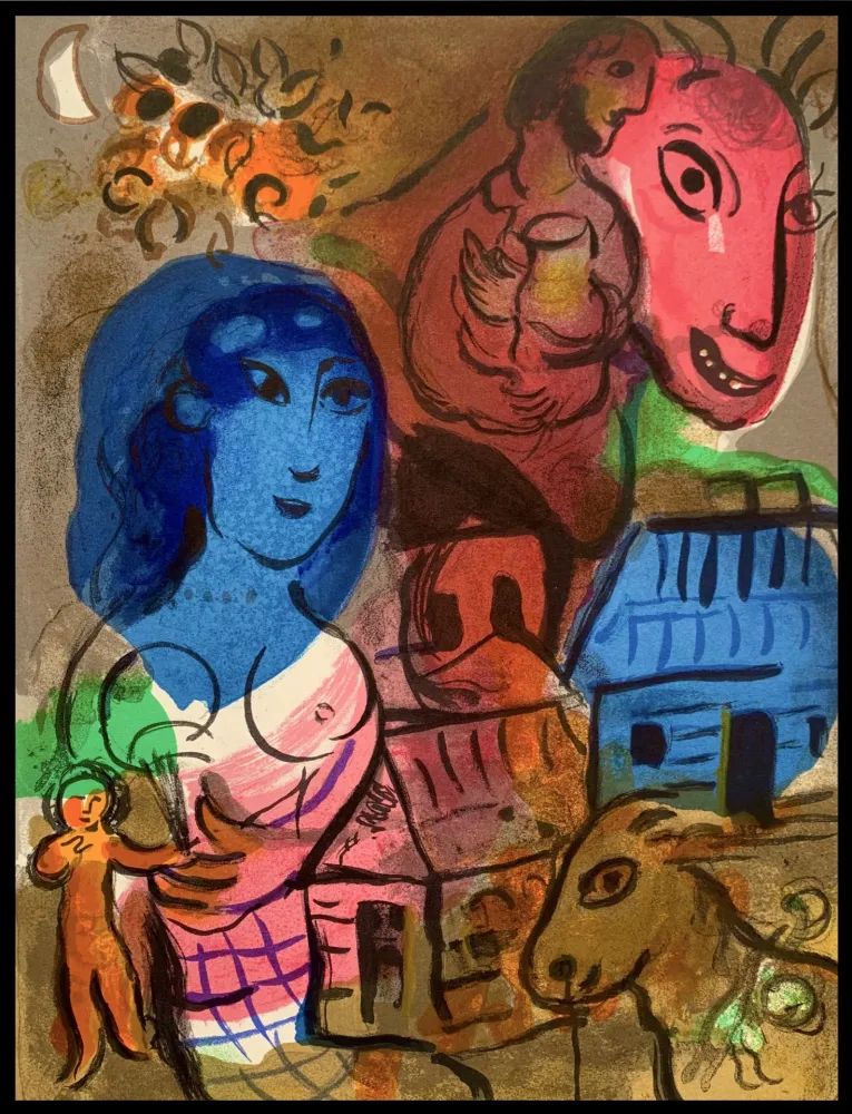 石版画 Chagall - Intimité - Hommage à Marc Chagall 