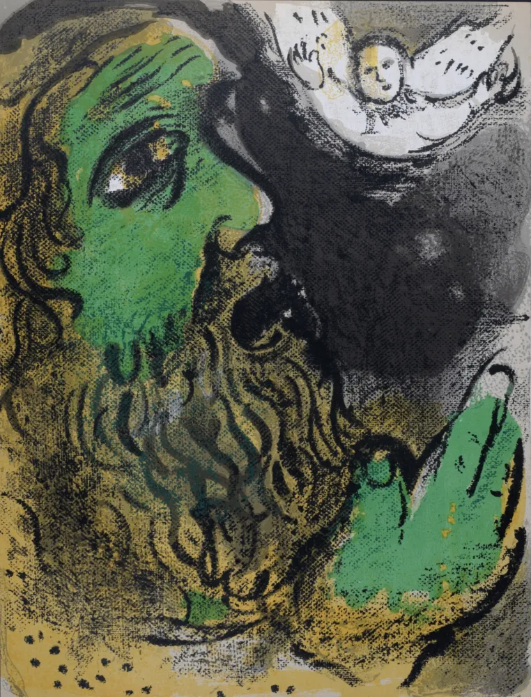 石版画 Chagall - Job en prière, 1960