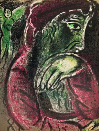 石版画 Chagall - Job in Despair