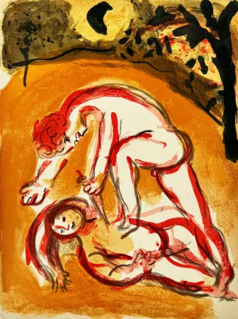 石版画 Chagall - Kain and Abel