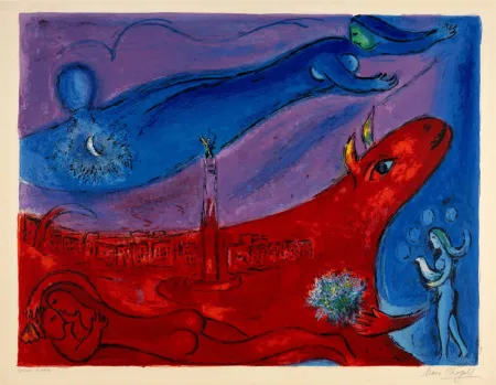 石版画 Chagall - La Bastille