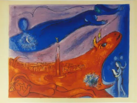 石版画 Chagall - La Bastille (The Bastille)