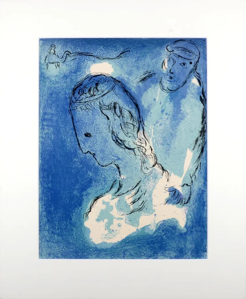 石版画 Chagall - La Bible : Abraham et Sarah, 1956