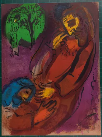 石版画 Chagall - La Bible : David et Absalom, 1956
