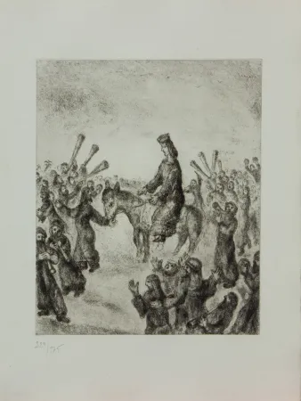 版画 Chagall - LA BIBLE ( L'ONCTION DU ROE SALOMON )