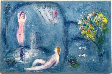 石版画 Chagall - LA CAVERNE DES NYMPHES (de Daphnis et Chloé - 1961)